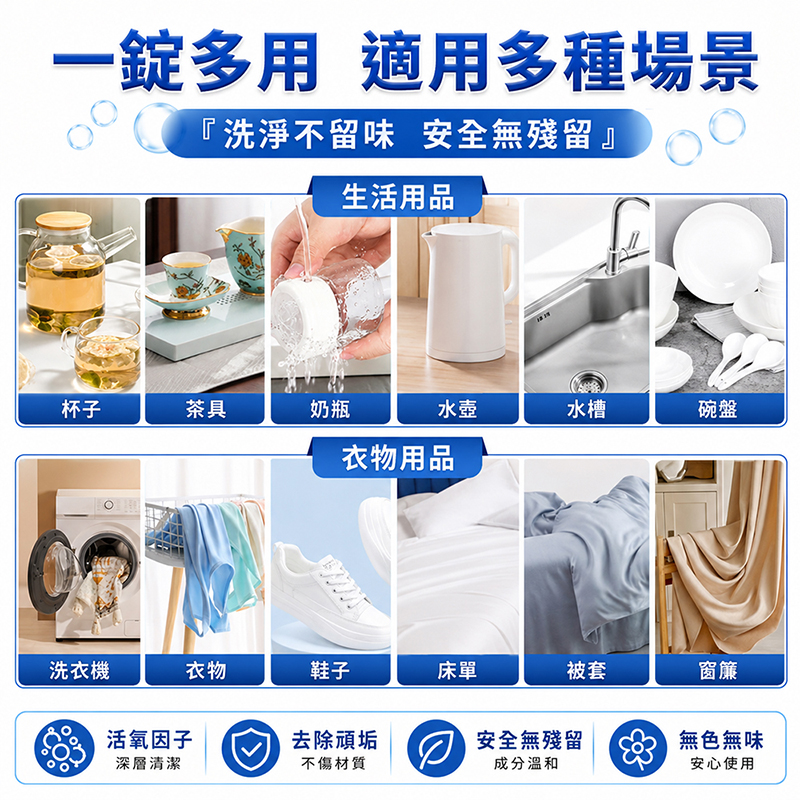 [翊承國際]【免運 + 贈品】SGS認證 高效能活氧除垢發泡清潔錠 【60顆入】, , large