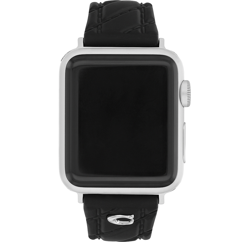 COACH Apple Watch 錶帶 38/40/41mm適用 黑色菱格紋矽膠錶帶 520快樂 送禮禮物(不含手錶), , large