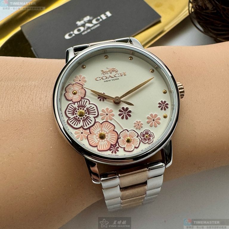 [星晴錶業]COACH手錶,36mm,CH00288白色錶面銀錶殼銀色精鋼錶帶款, , large