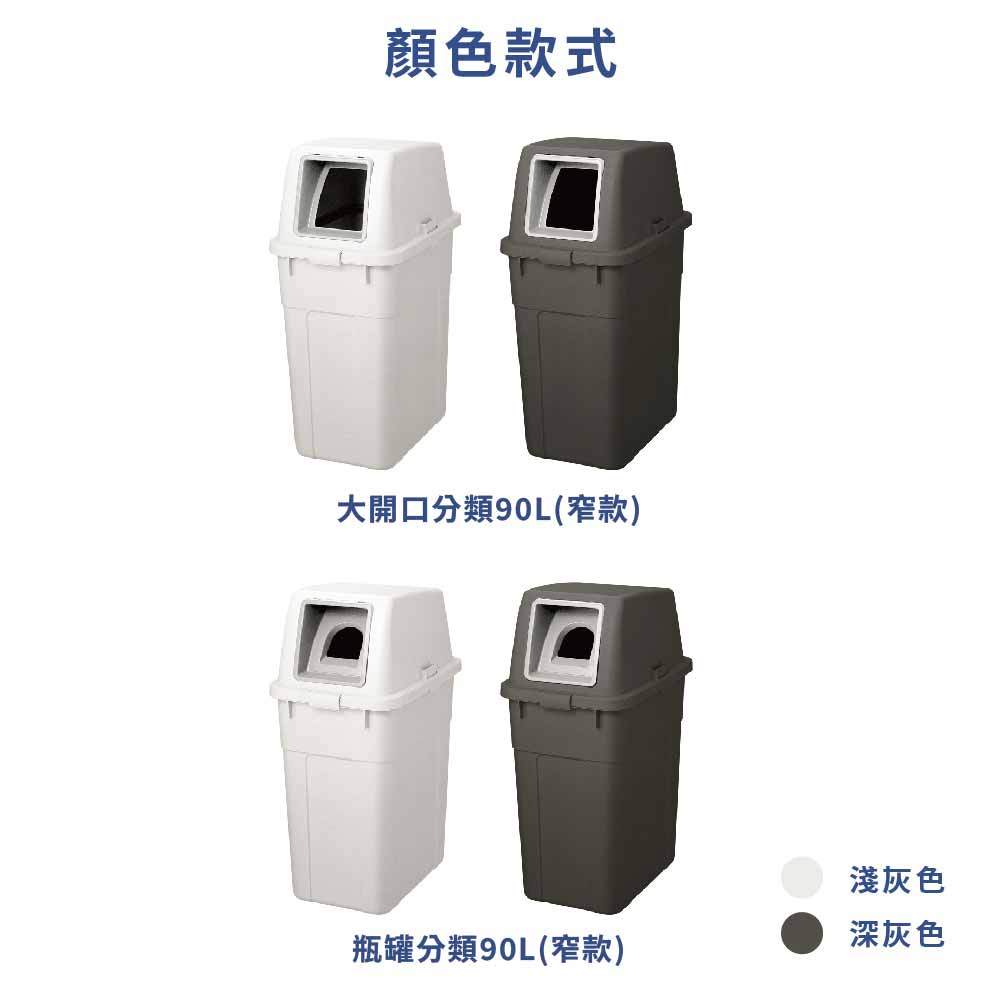 【this-this】日本RISU｜W&W系列 大開口/瓶罐分類垃圾桶 90L, , large