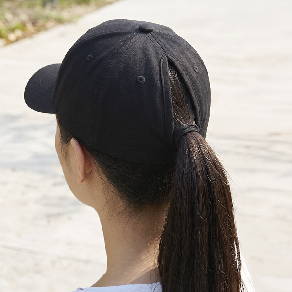 【上手家居】磁吸開口馬尾棒球帽-黑色(帽子/鴨舌帽/老帽/鴨舌帽女/跑步帽/運動帽), , large