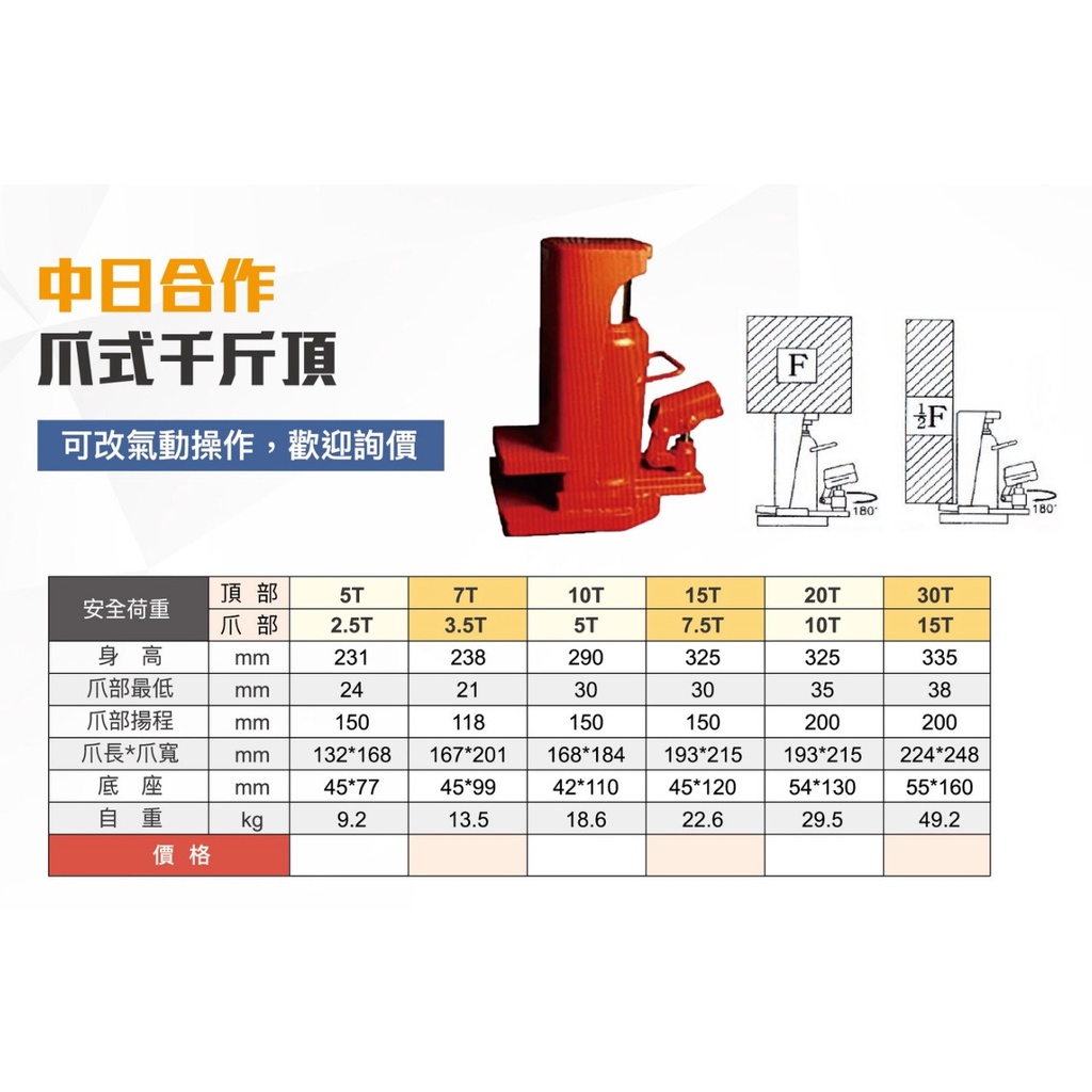 WIN 五金  masada日本改 頂部 30T 爪部 15T 爪式千斤頂 油壓千斤頂 搬運千斤頂 起重 鐵人 搬運工具 起重 爪頂, , large