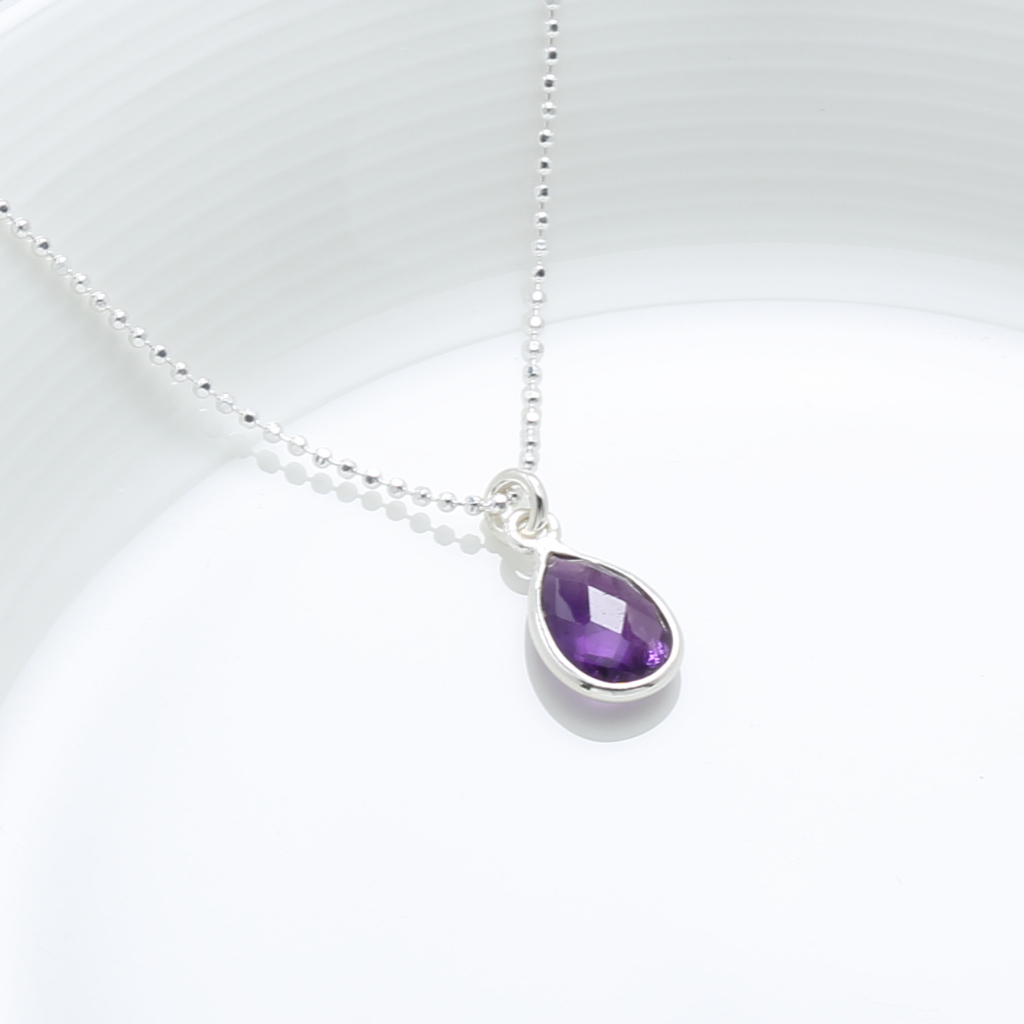 【Angel & Me】Amethyst Raindrop s925 sterling silver necklace Valentine Day gift, , large