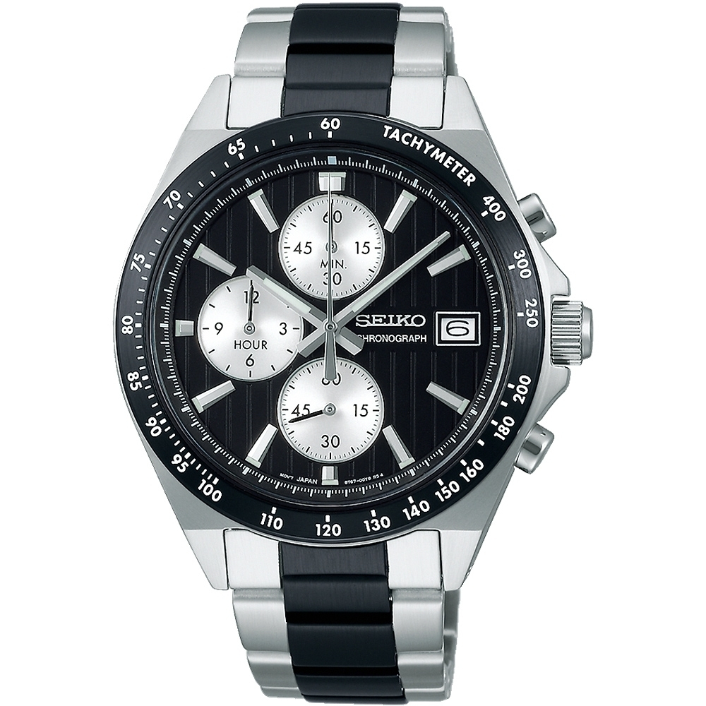 SEIKO 精工 直條紋三眼計時手錶-41mm 8T67-00Y0D(SBTR043J), , large