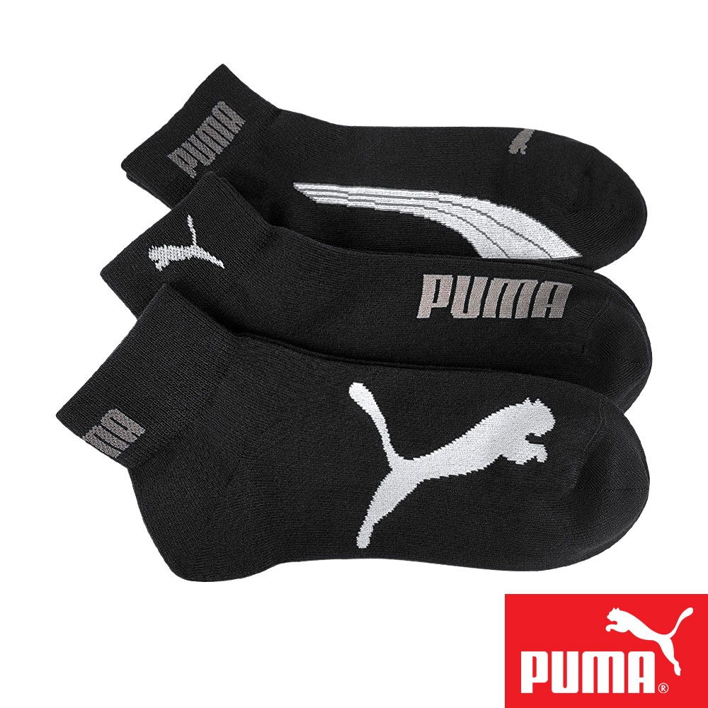 PUMA 男女款短筒襪 3雙裝 彪馬 跳豹 男襪 女襪 襪子 運動襪 腳踝襪 棉襪 柔軟 棉質 舒適 高彈 耐磨 白 黑, , large