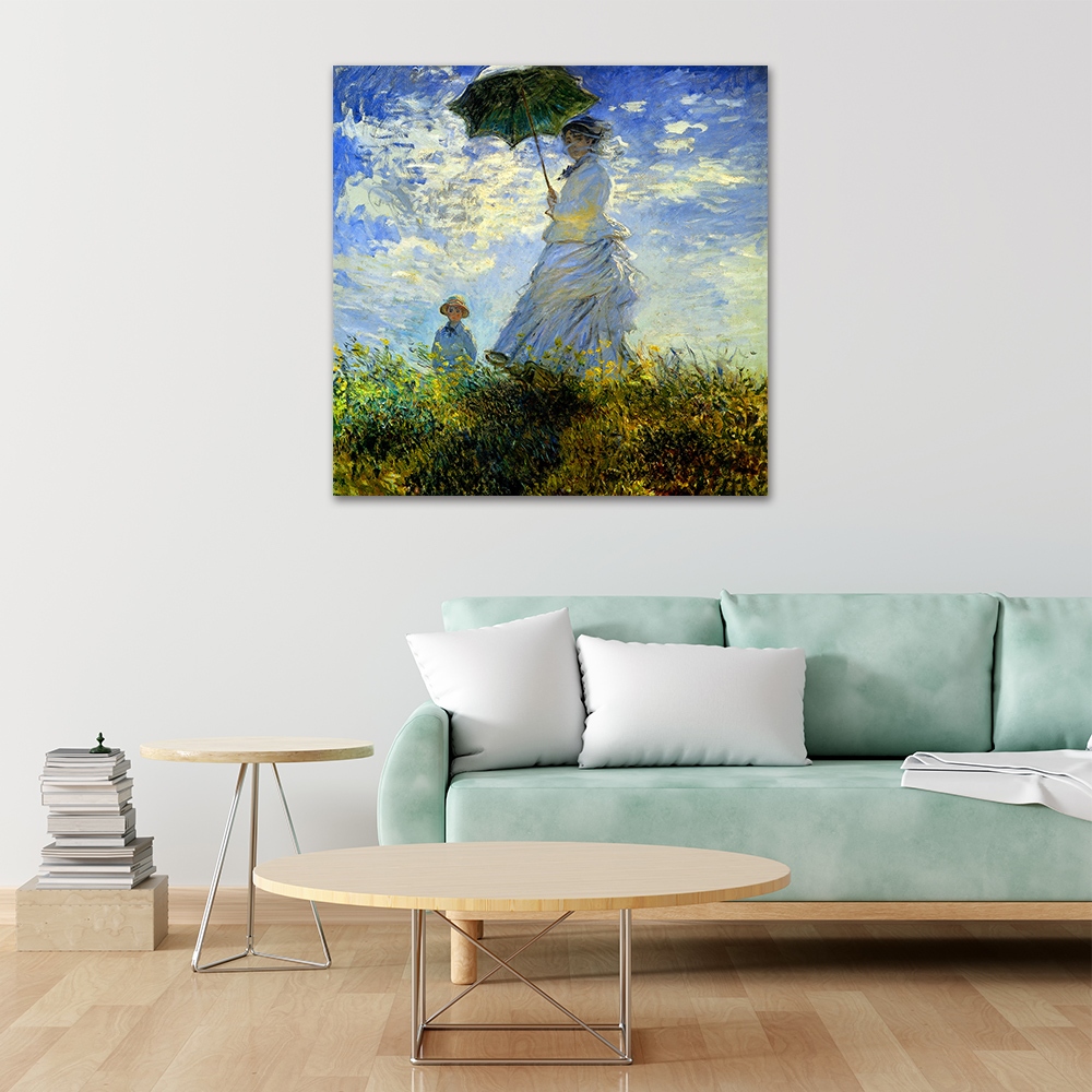 【御畫房】撐着陽傘的女人 國家一級畫師手繪油畫80&times;80cm(VF-172), , large