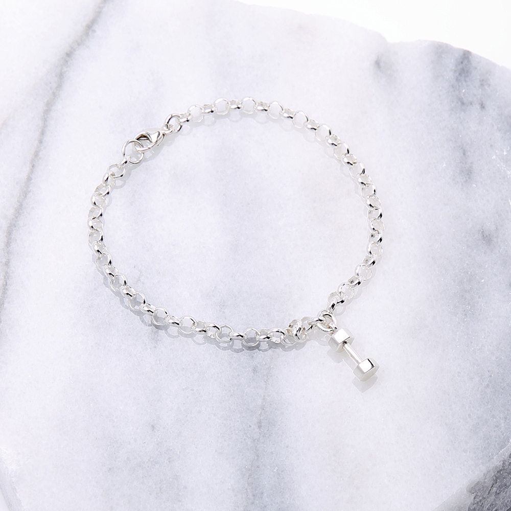 【Angel & Me】Dumbbell fitness s925 sterling silver bracelet Valentine Day gift, , large