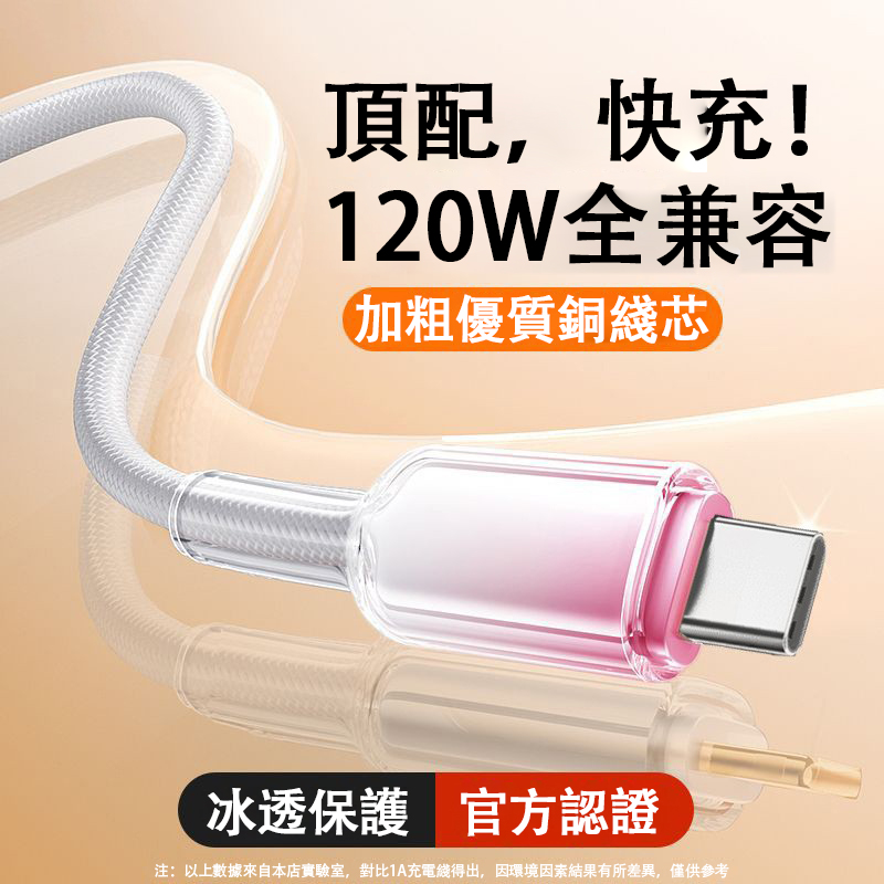 [Lele] Ice Crystal Tip Colorful Braided Fast Charging Cable USB to Lightning 1.5M Gray White Pink, , large