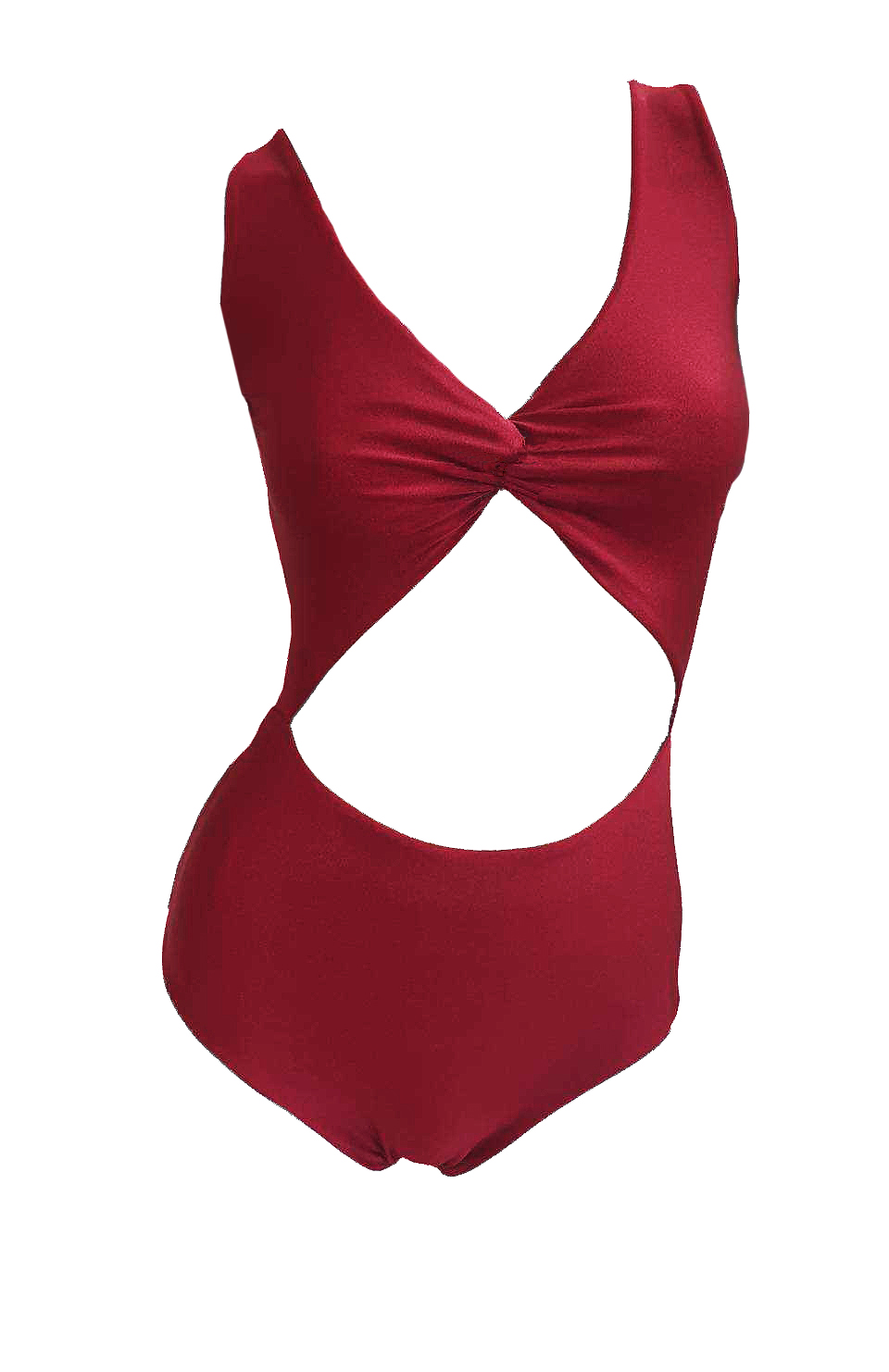 One-piece swimsuit with a twist on the front and exposed waist and hips (flaunting red/caixia pink) ready for sale, , large