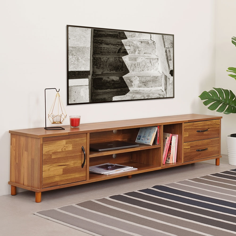 【Homelike】 日和單門二抽電視櫃-160cm(柚木色), , large