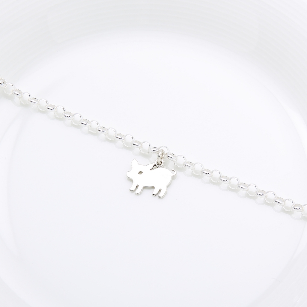 【Angel & Me】Lucky Pig s925 sterling silver bracelet Birthday gift, , large