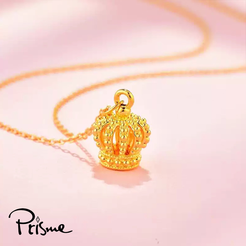 【Prisme Gold】黃金項鍊 立體皇冠 鍊墜項鍊 (金重：約0.08錢&plusmn;0.03), , large