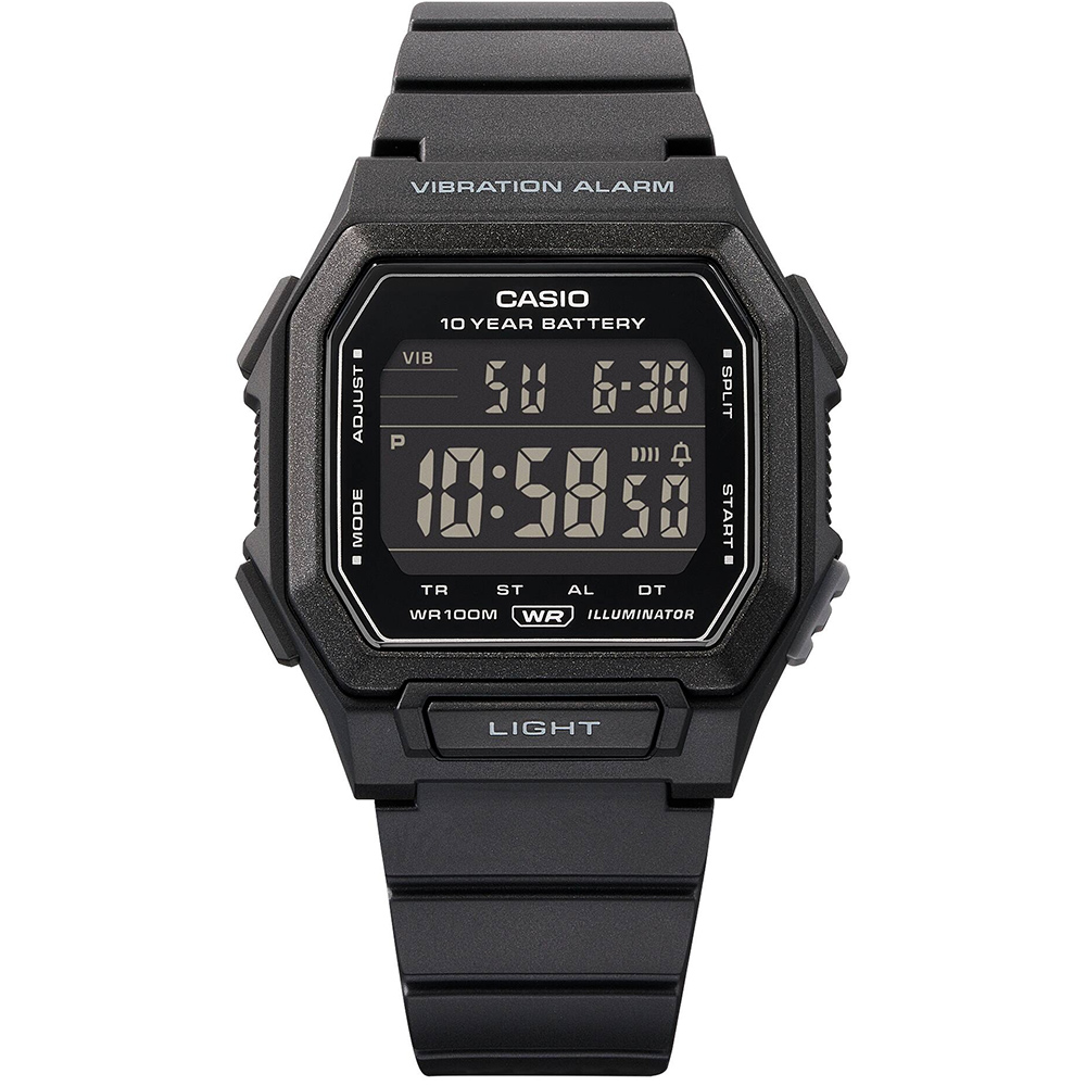 CASIO 卡西歐 0年電力方形電子錶-黑 手錶 學生錶 送禮 禮物 推薦(W-738H-1BV), , large