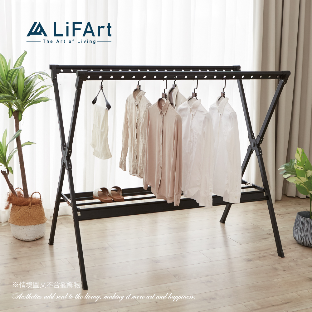 【LiFArt】頂級鋁合金雙桿伸縮X型曬衣架-2.5M(全新升級), , large