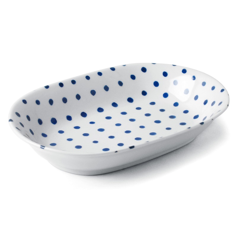 [豐名日本餐具] 9.0"輕量橢圓盤 藍水玉 有田燒 / C09PL2-130-BB, , large