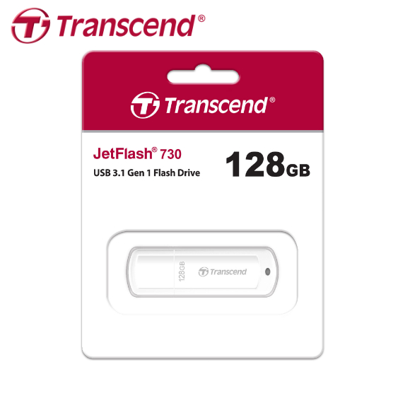 【Transcend】創見 JetFlash 730 USB 3.1 128GB 白色 高速隨身碟 保固公司貨, , large