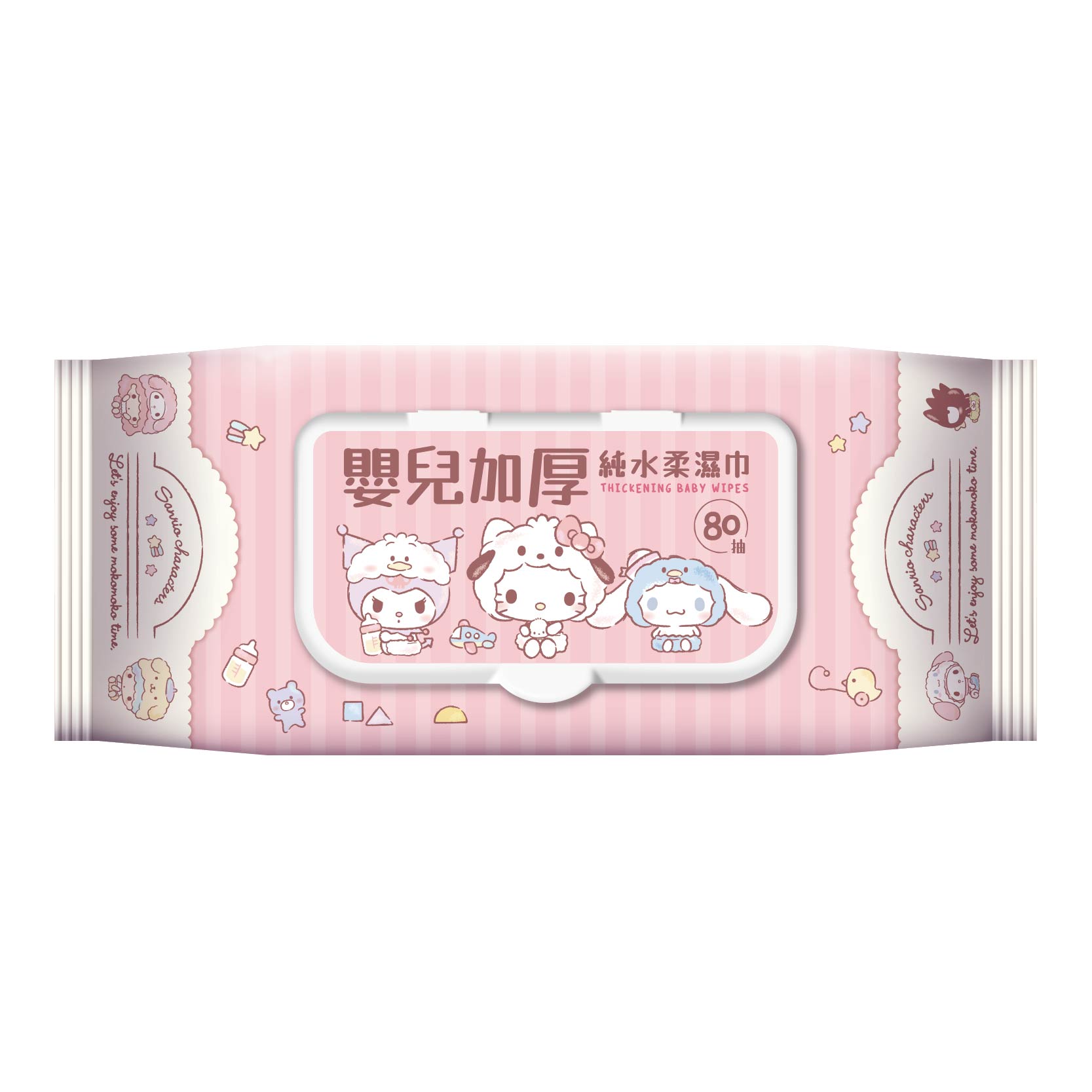 [寶富華]Sanrio Baby嬰兒加厚純水柔濕巾80抽(珍珠點布、髒污稀便輕鬆帶起), , large
