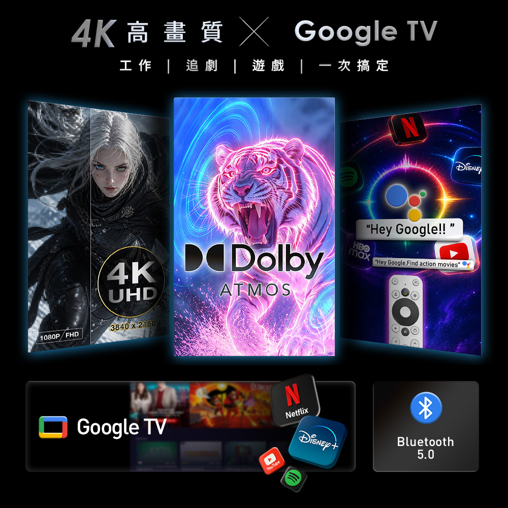 【台陞科技】REAICE 美國Kinhank18.4型IPS可攜式Google TV/外接螢幕 贈送65W三孔充電器+TypeC充電線+防潑水電腦包, , large