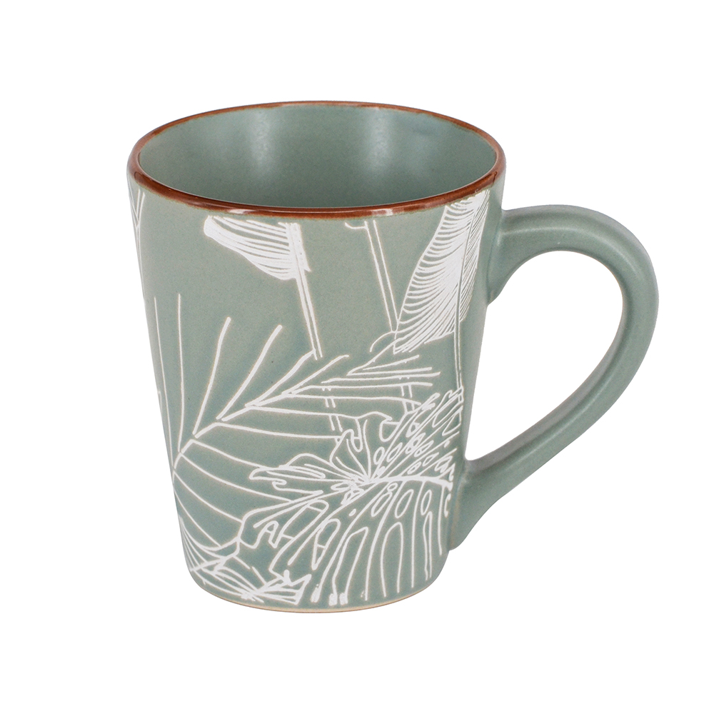 Matte Tropical Mug with Soft Banana Leaf Design, , large