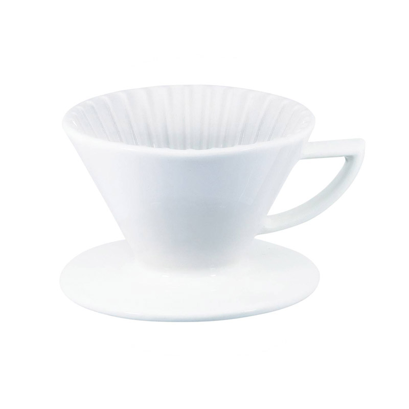 PEARL HORSE Ceramic Coffee Dripper with Handle &ndash; 1&ndash;4 Cups, White , &ndash; JA-05-02-C-W, , large