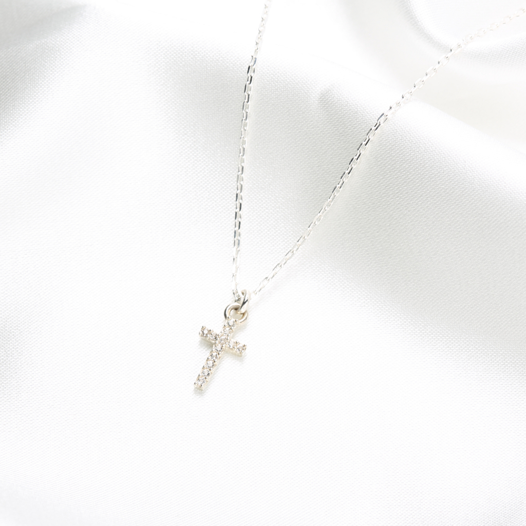 【Angel & Me】5A CZ Cross s925 sterling silver necklace Faith God Jesus gift, , large