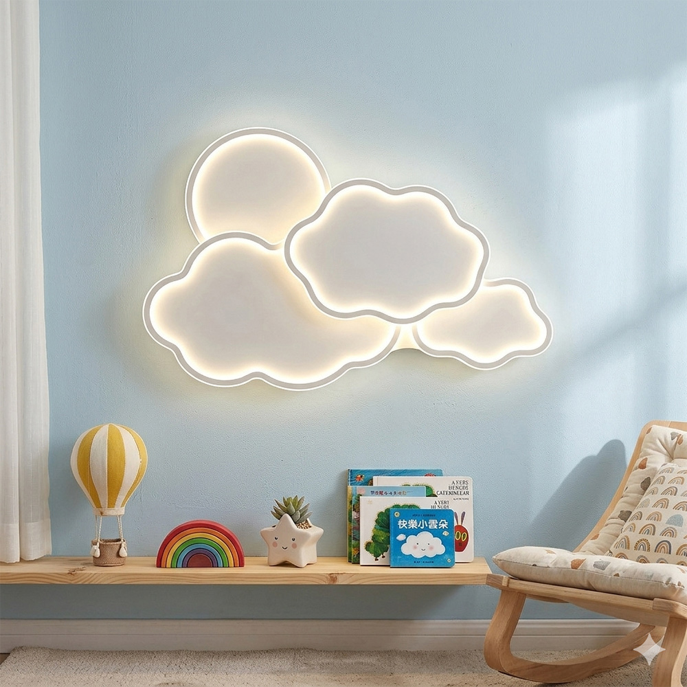 【H&R安室家】遙控無極調光 天使雲朵 LED吸頂燈 壁燈HR22441, , large