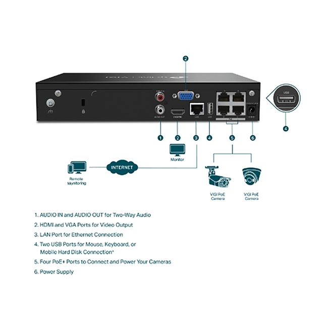 TP-LINK 昌運監視器組合 VIGI NVR1004H-4P 4路主機+VIGI C240 4MP全彩網路攝影機*4, , large