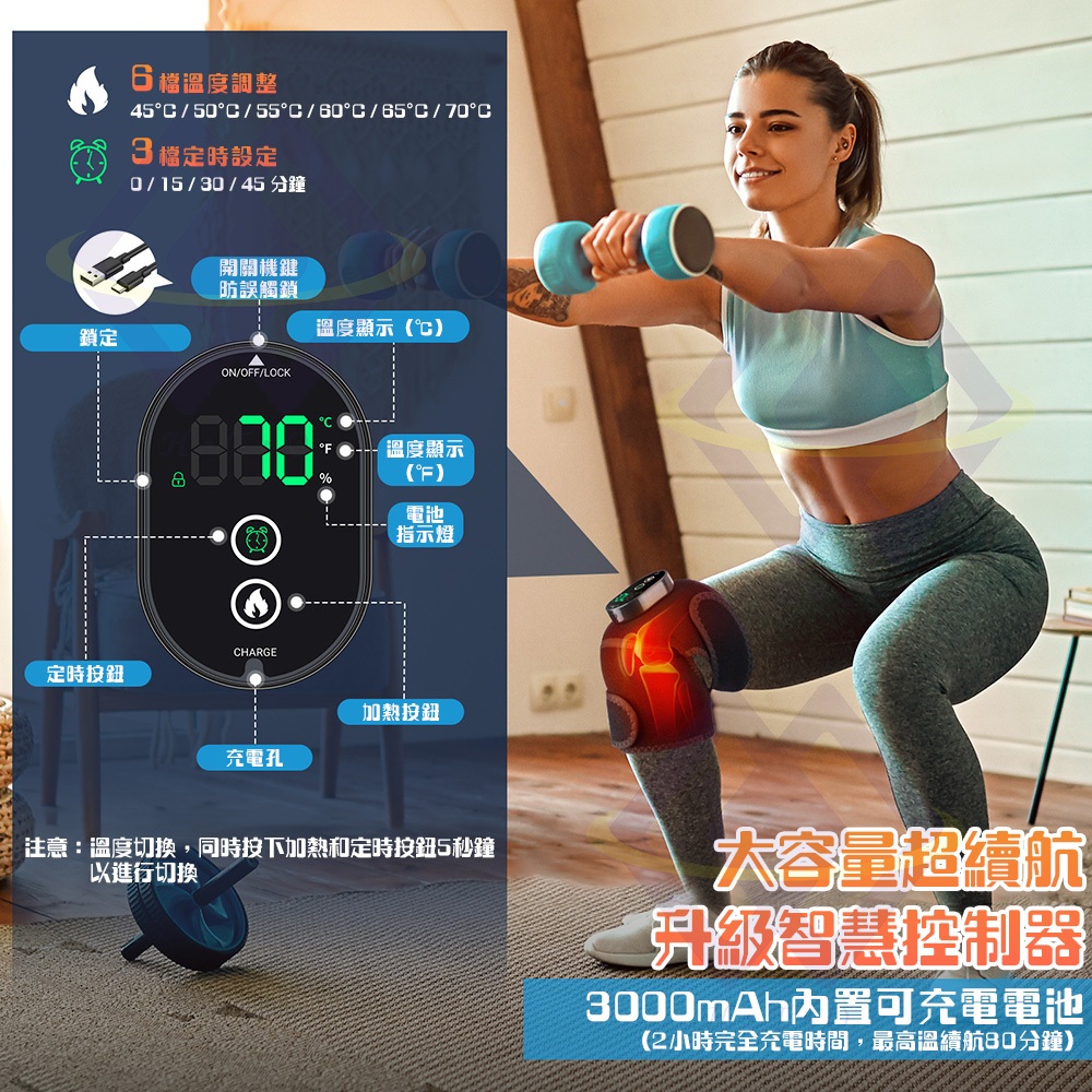 【禾統】溫熱熱敷護膝 / 黑色 (熱敷護膝 加熱護膝 溫熱護膝 溫感護膝 護膝), , large