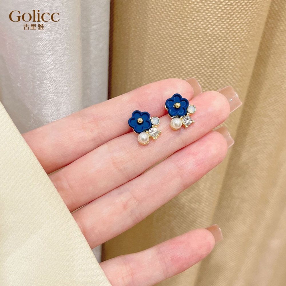 【Gulicc】古莉可 耳環 法式克萊茵蘭花朵小巧耳釘, , large