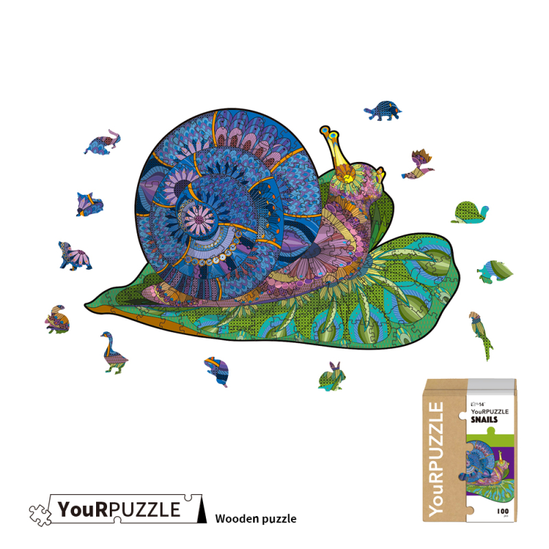  [Brick Republic]YouRPUZZLE Taiwan Stock &ndash; Snail Puzzle (Certified Wooden Animal Puzzle), , large