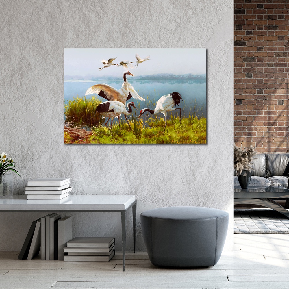 【御畫房】鶴舞 國家一級畫師手繪油畫60&times;90cm(VF-13), , large