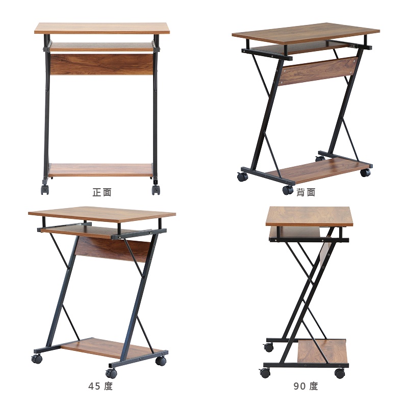 電腦桌 工作桌 書桌 移動桌 桌子 移動邊桌 行動辦公桌 學生桌 PC306, 胡桃木色, large