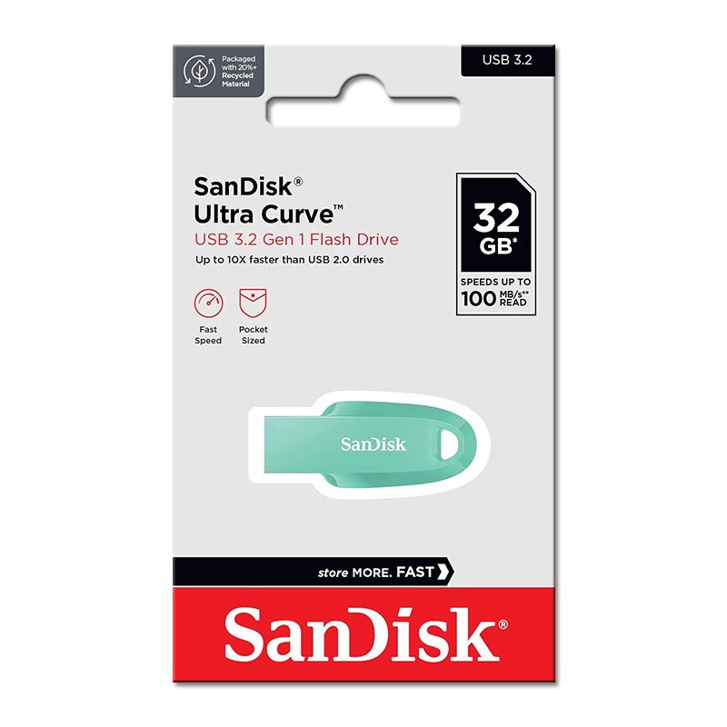 【SanDisk】Ultra Curve 32G 綠色 USB 3.2 隨身碟 讀取速度 100MB/s, , large