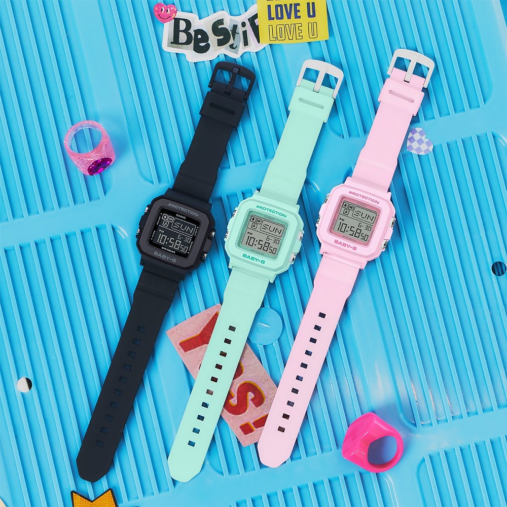 CASIO 卡西歐 BABY-G 單色像素動畫數位手錶-綠 BGD-10-3, , large