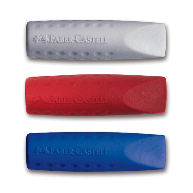 輝柏 FABER 187001 安全筆套塑膠擦 (2入/包)銀+紅, , large