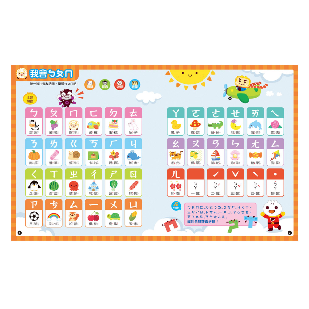 [風車圖書] 小手點讀學前啟蒙百科(ㄅㄆㄇ+ABC+123+兒歌)-FOOD超人, , large