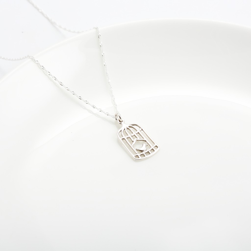 【Angel & Me】Bird in a cage s925 sterling silver necklace Valentine Day gift, , large