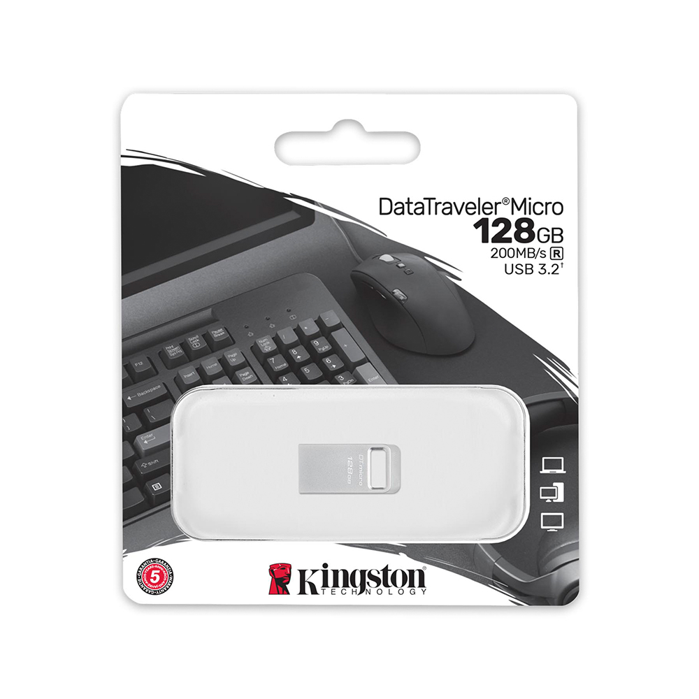 【Kingston】DataTraveler Micro 128G USB 3.2 Gen1 高質感金屬 隨身碟 讀取速度 200MB/s, , large