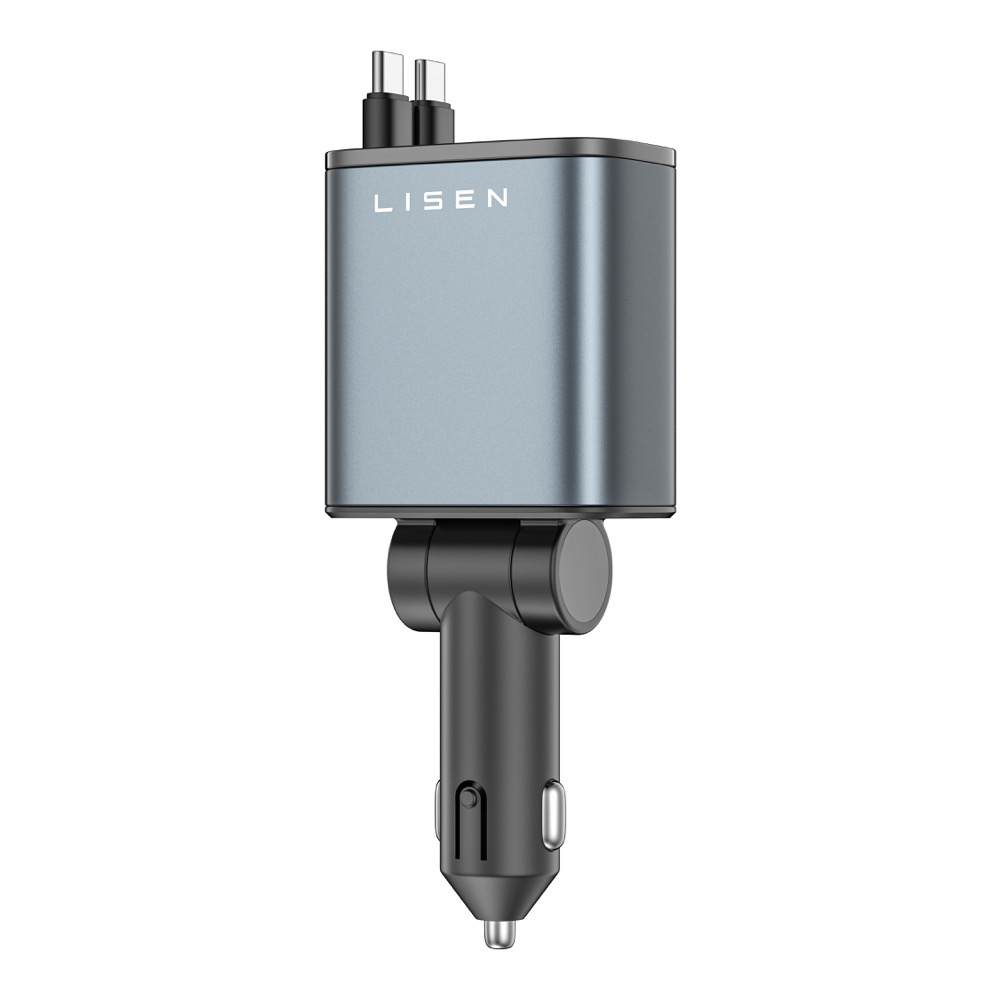 【LISEN】B104伸縮線車載充電器 2E7130 車充 車用充電器 點菸器 點煙器, , large