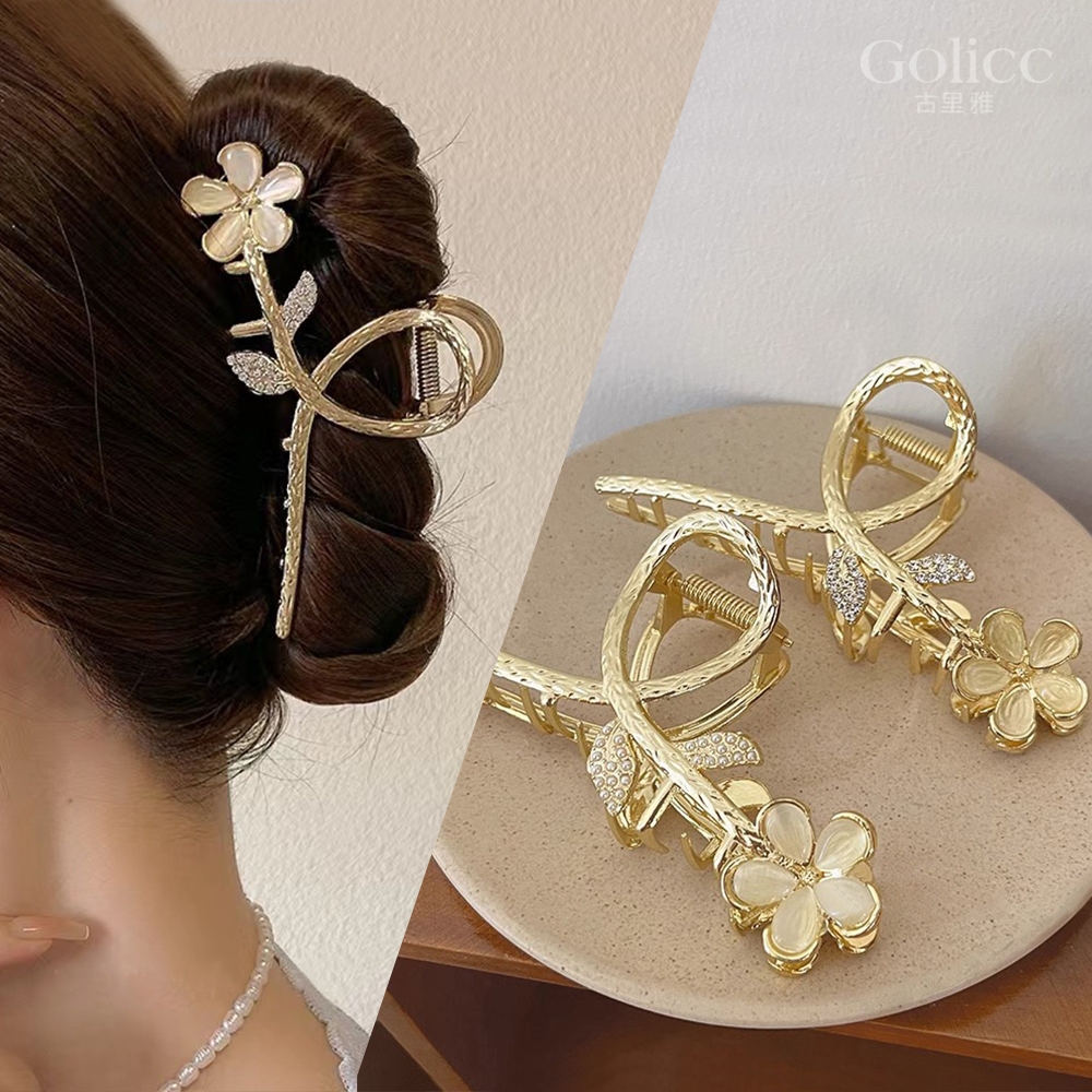 【Gulicc 】古莉可 髮夾 貓眼石花朵 精緻抓夾, , large
