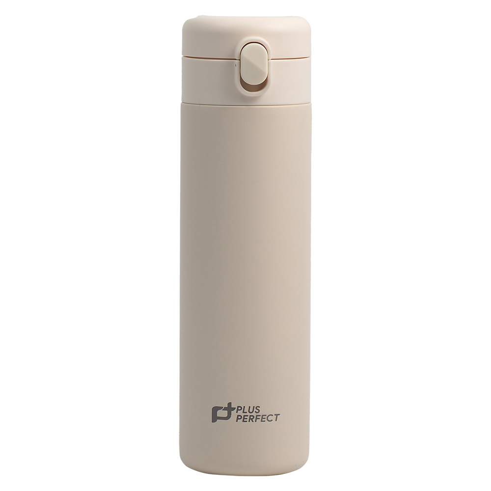 PLUS PERFECT晶鑽316不鏽鋼陶瓷彈蓋保溫杯-500ml-米白色-1入, , large