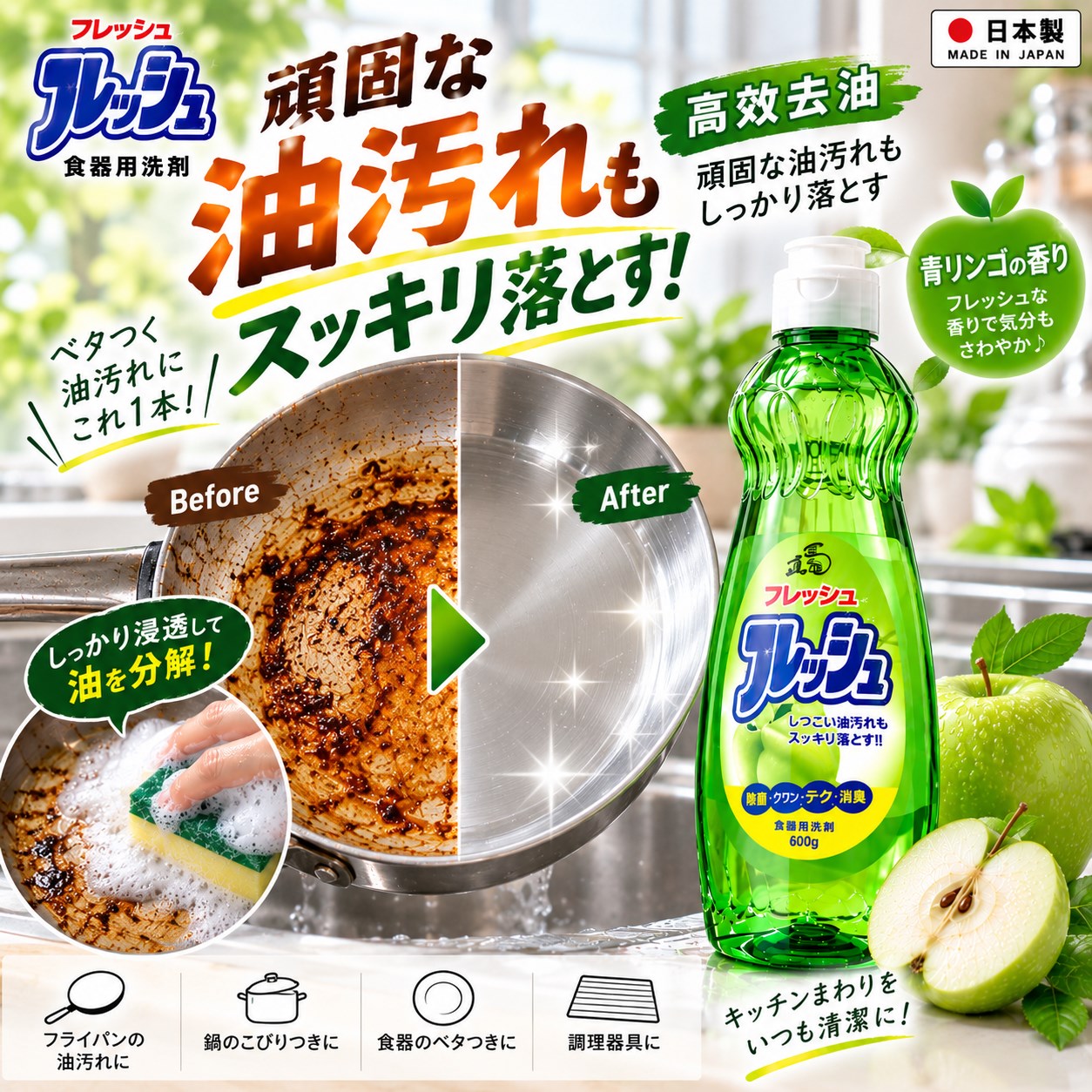 【HIYASU日安工坊】餐具洗滌劑(青蘋果香), , large