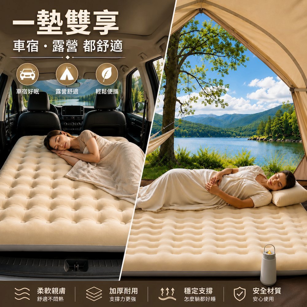 【A&R】升級內建電動幫浦加厚防爆充氣床墊 休旅車SUV專用, , large