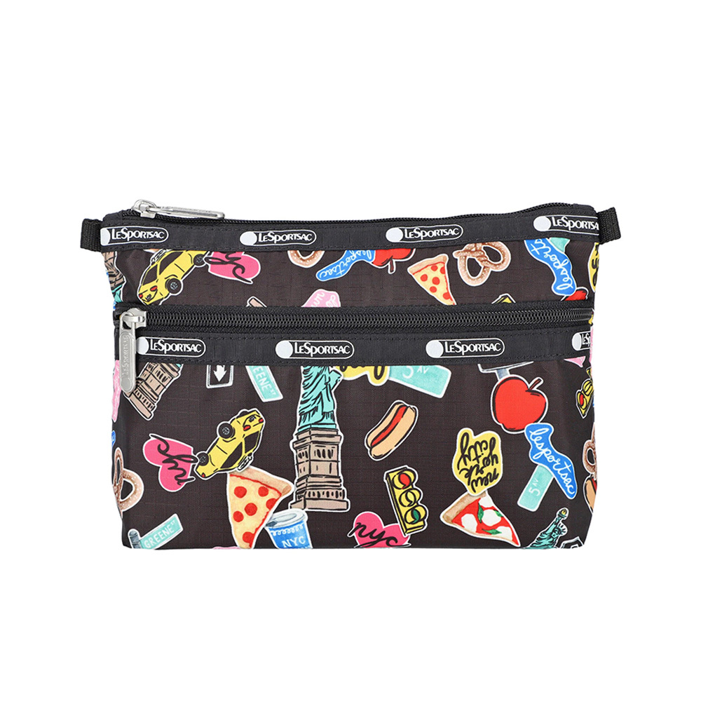 Lesportsac Cosmetic Clutch 雙層拉鍊化妝包 收納袋 盥洗包 女包(紐約城市)L262-7105P-HG79, , large