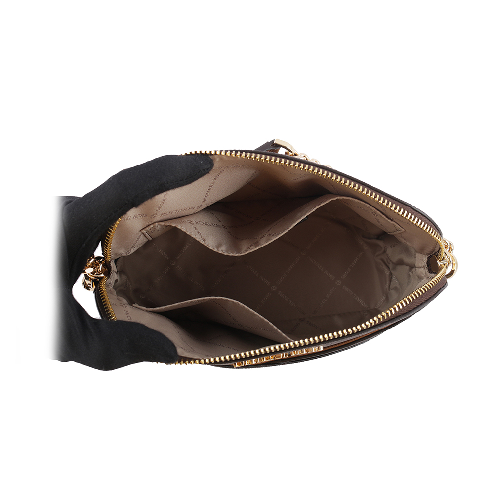 Michael Kors 金字滿版塗層帆布口袋貝殼包/咖啡色, , large