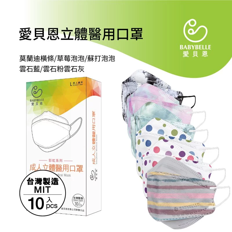 【BABYBELLE 愛貝恩】KF94 Adult Medical Mask - Marble Blue, , large