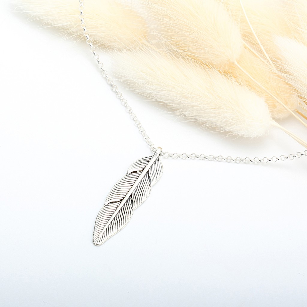 【Angel & Me】Indian Feather Sterling Silver Necklace Birthday gift, , large