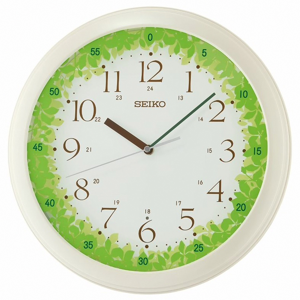 SEIKO 精工 田園綠意 持續燈光 指針式掛鐘 時鐘 QHA010H, , large