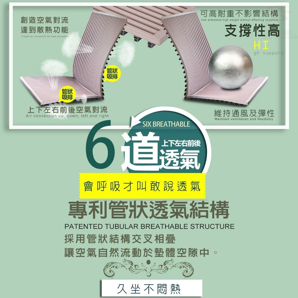 GS MALL 台灣專利製造 透氣冰涼軟式椅背墊+坐墊L號 椅背墊 背墊 透氣墊 冰涼 椅墊 蓆墊 通風墊 靠墊, , large