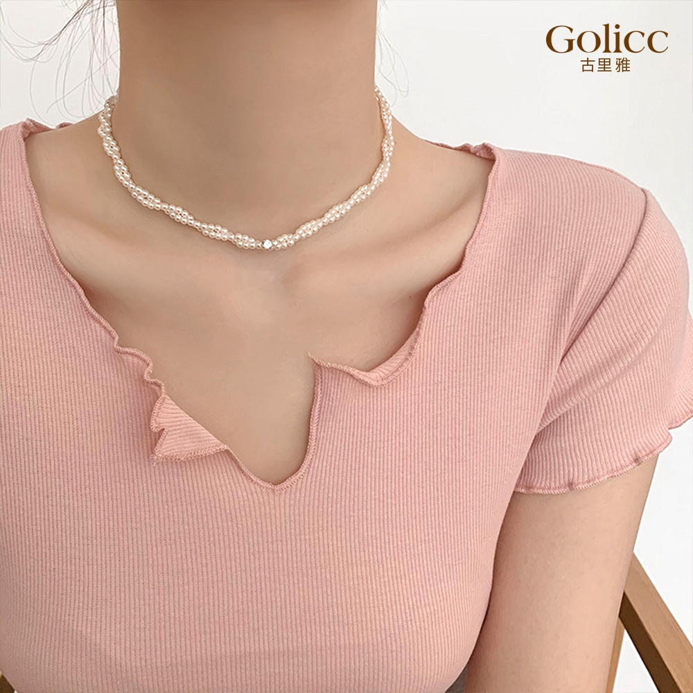 【Gulicc】古莉可 項鍊 雙層珍珠交疊鎖骨鍊, , large